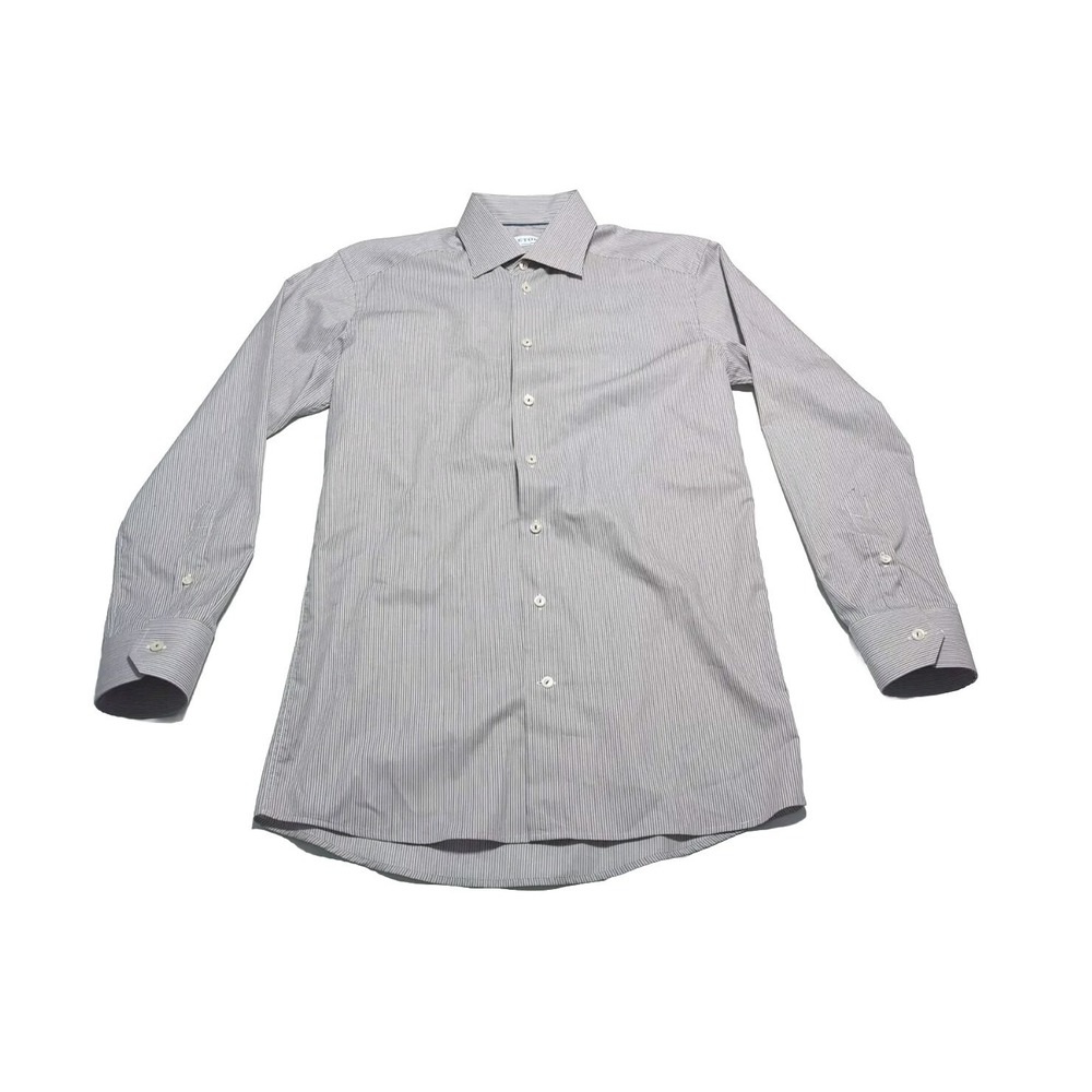 Eton Dress Shirt Mens Size 39 15.5 Contemporary Button Up Blue Gold Stripes - Picture 1 of 12